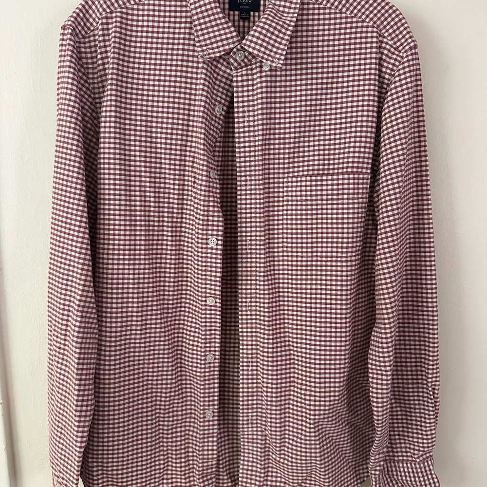 J. Crew Red and White Checkered Men's Shirt